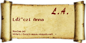 Lóczi Anna névjegykártya